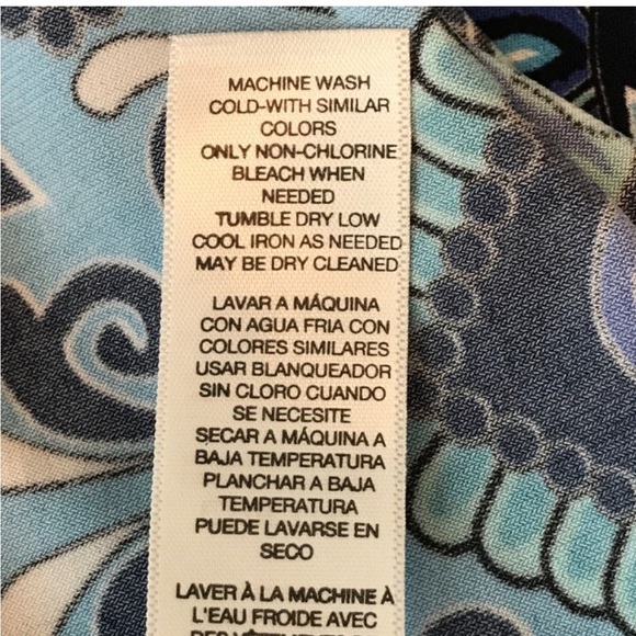 Chico’s Paisley Dress Size 1 (Medium) Blue 3/4 Sleeves Stretch Vacation - Picture 8 of 13